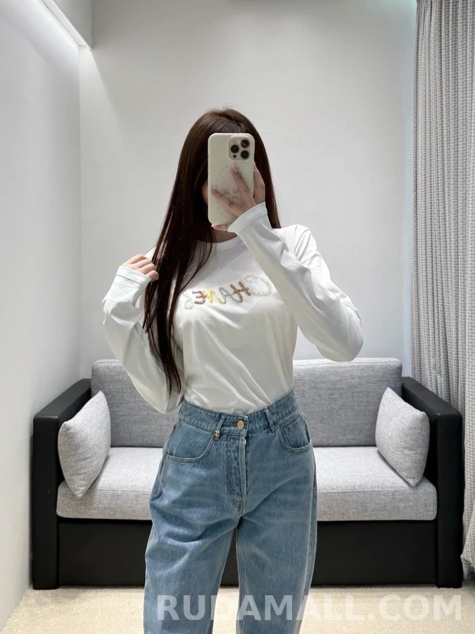 샤넬 샤넬 컬러 진주 자수 긴팔 티셔츠 상세 이미지