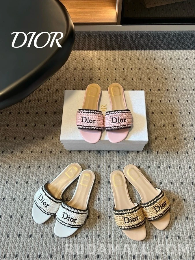 디올 디올 레터링 우븐 플랫 샌들 상세 이미지