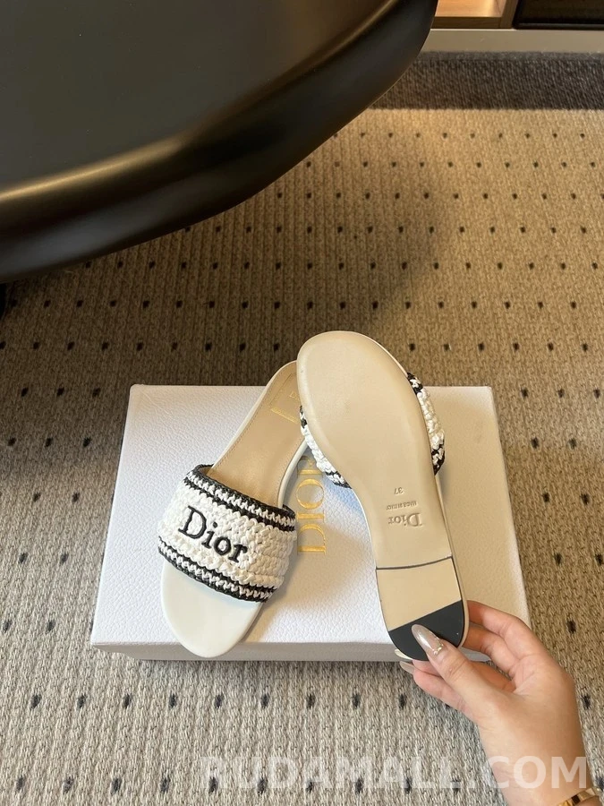 디올 디올 레터링 우븐 플랫 샌들 상세 이미지