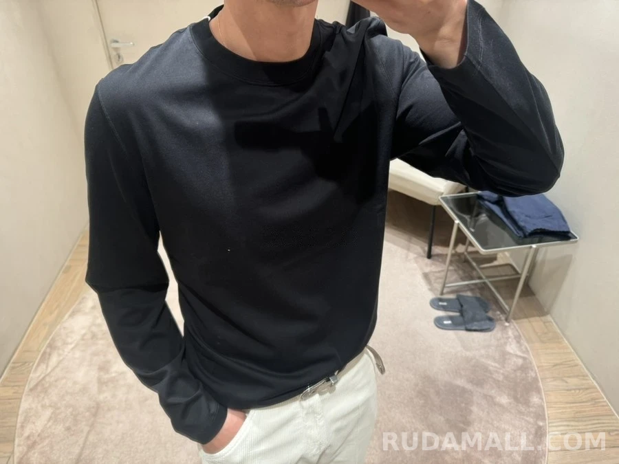 브루넬로 쿠치넬리 브루넬로 쿠치넬리 실크 광택 코튼 긴팔 티셔츠 상세 이미지