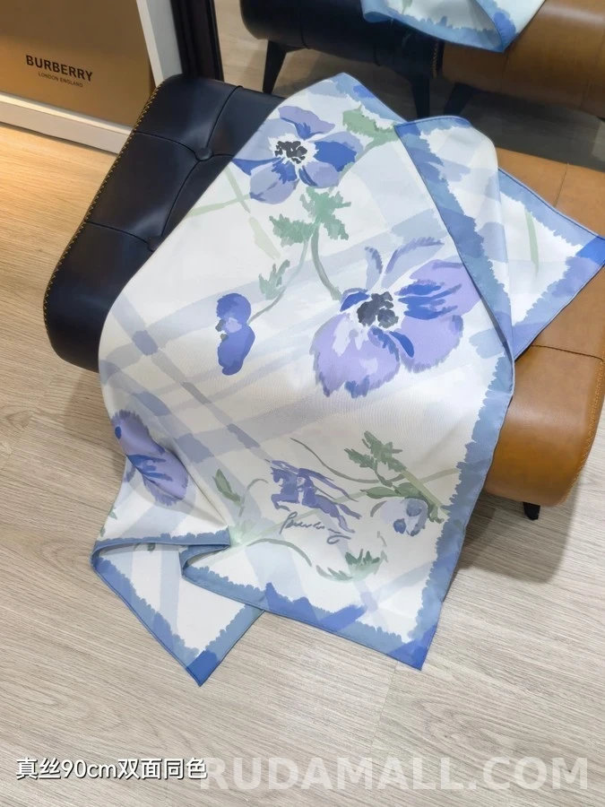 버버리 버버리 수채화 플라워 격자무늬 스카프 상세 이미지