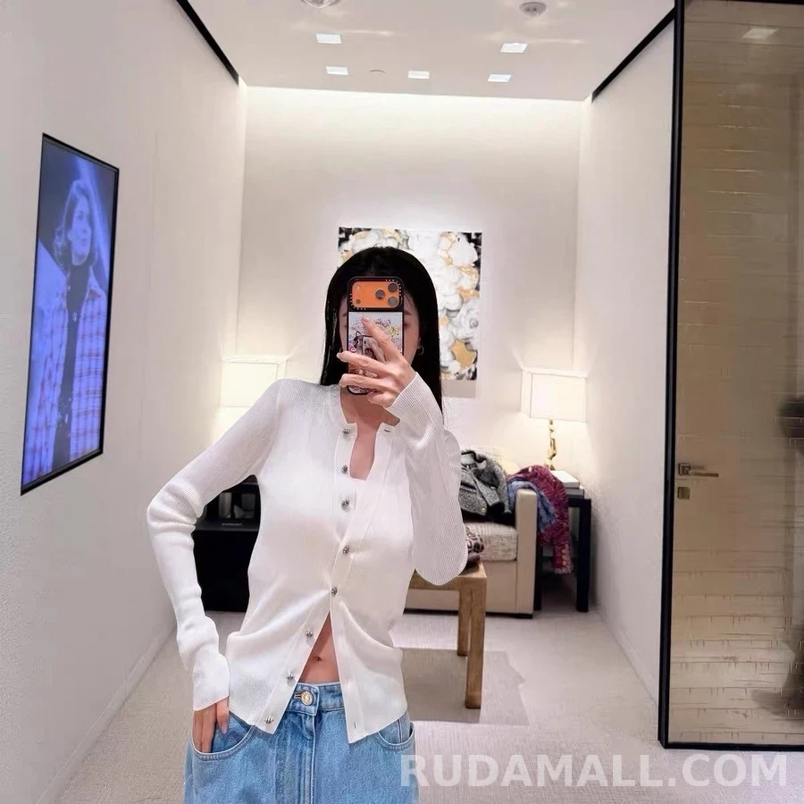 샤넬 샤넬 큐빅 플라워 버튼 니트 가디건 상세 이미지