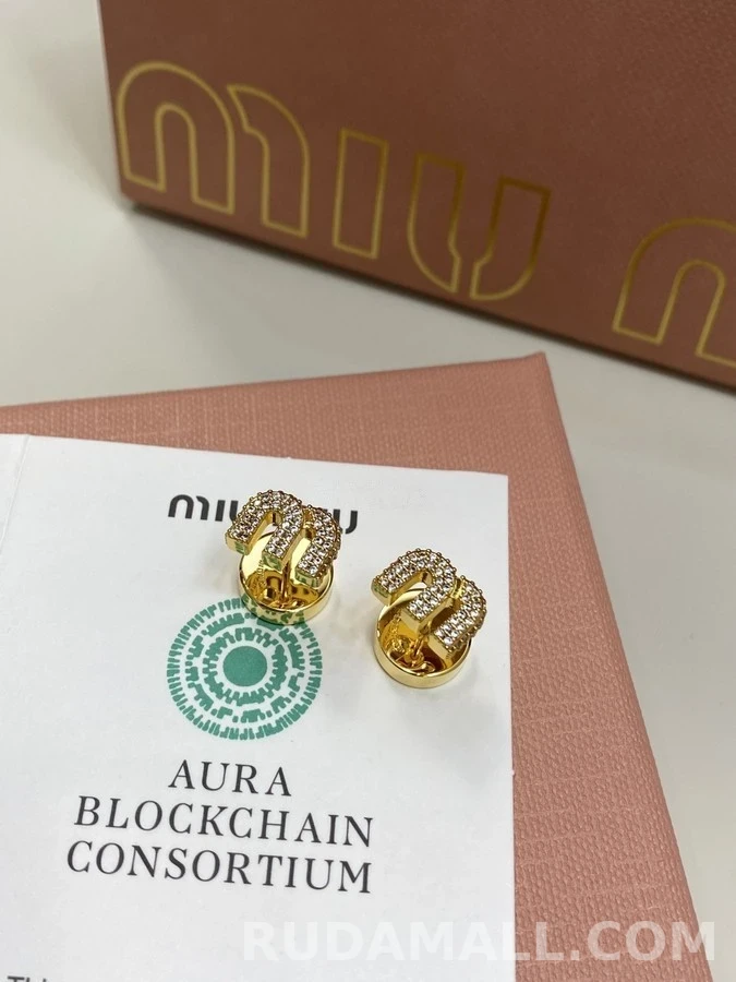미우미우 미우미우 M 로고 다이아몬드 귀걸이 상세 이미지