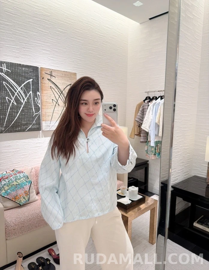 샤넬 샤넬 퀼팅 폴로넥 데님 셔츠 상세 이미지