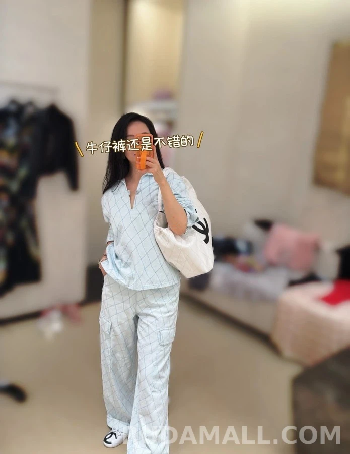 샤넬 샤넬 퀼팅 폴로넥 데님 셔츠 상세 이미지