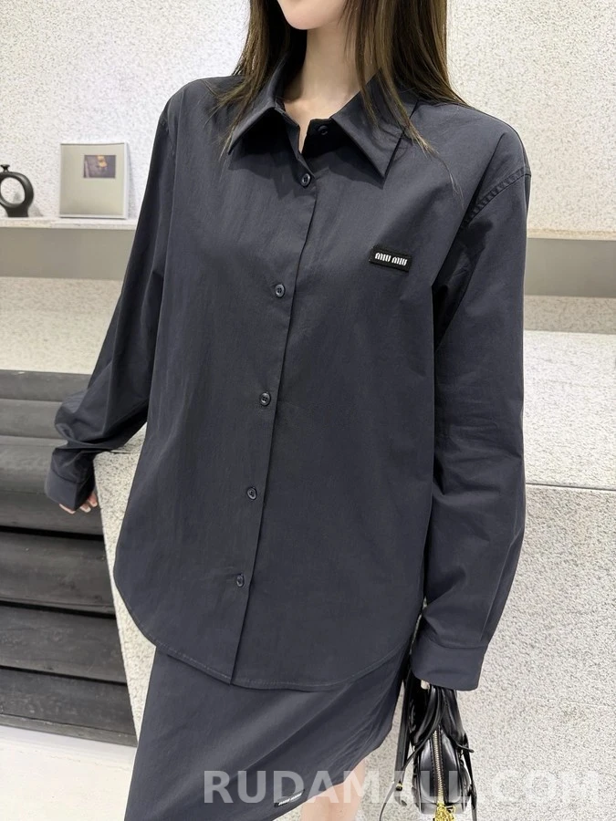 미우미우 미우미우 로고 태그 셔츠 상세 이미지
