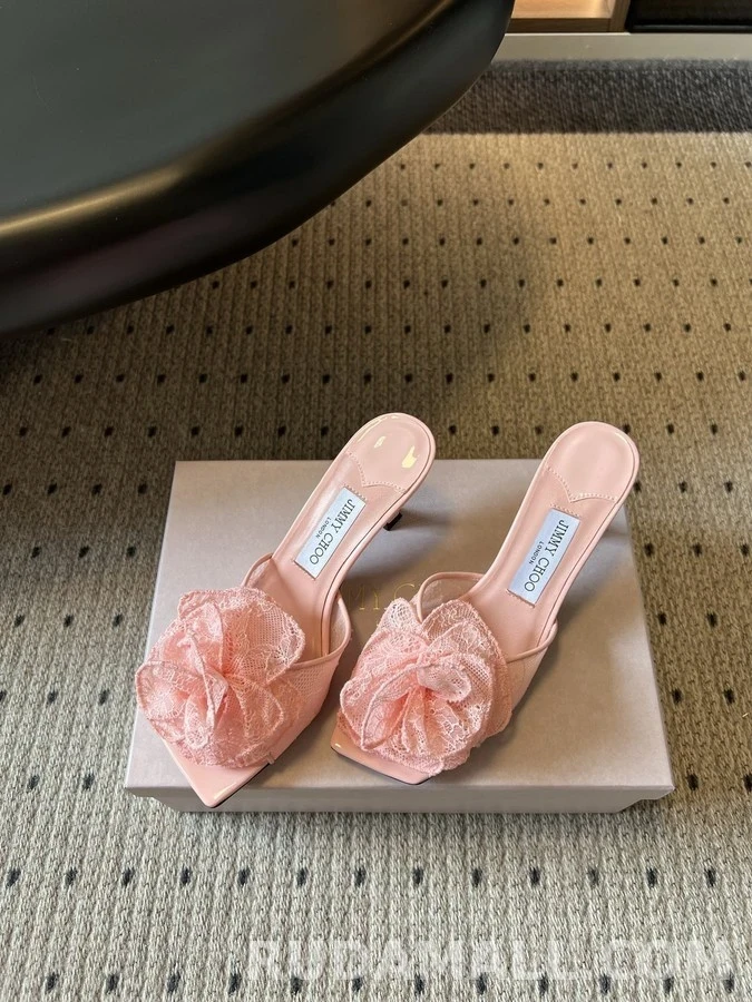 지미추 지미추 레이스 플라워 스퀘어 토 뮬 상세 이미지