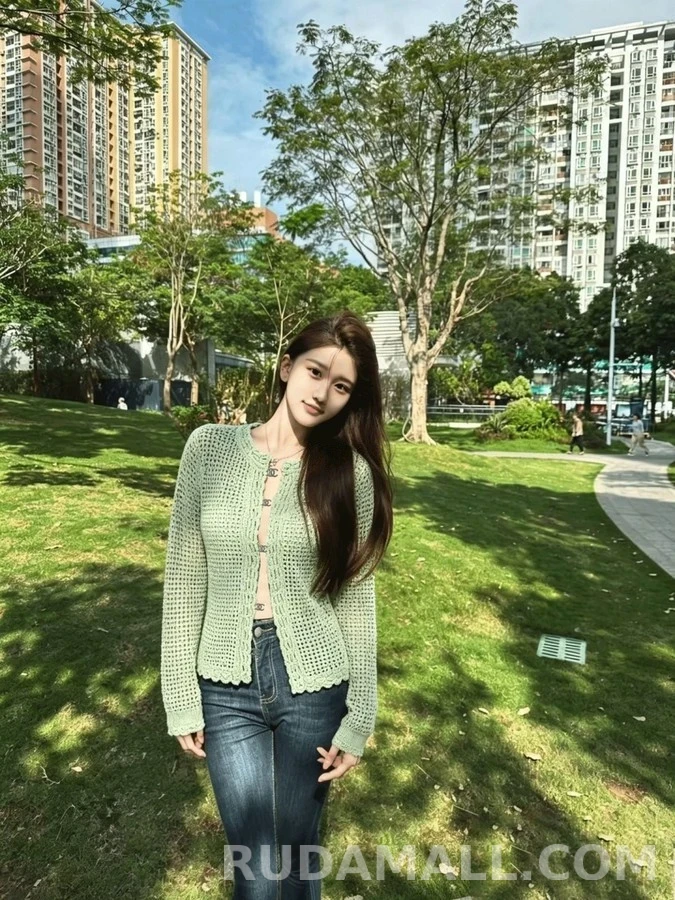 샤넬 샤넬 메쉬 펀칭 니트 가디건 상세 이미지
