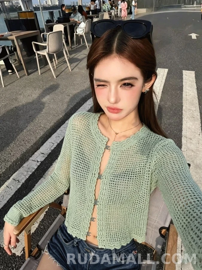 샤넬 샤넬 메쉬 펀칭 니트 가디건 상세 이미지