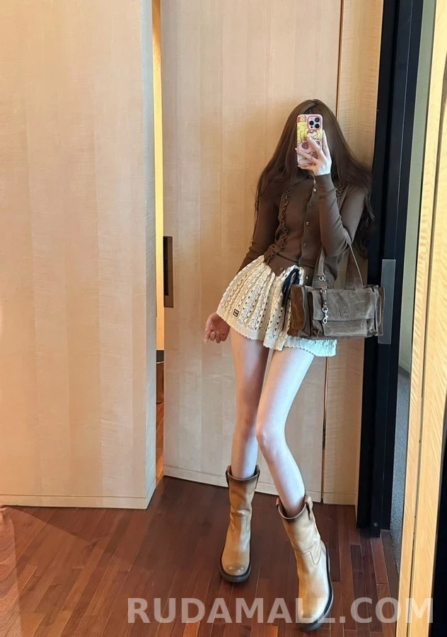 미우미우 미우미우 카라 러플 니트 가디건 상세 이미지