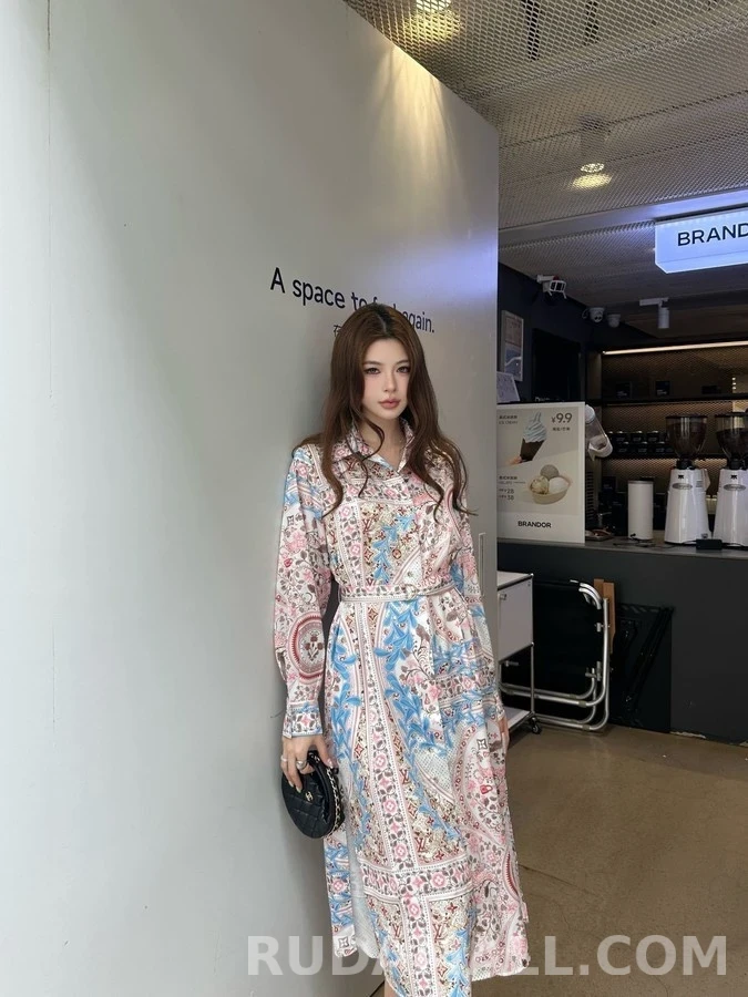 루이비통 루이비통 페이즐리 패턴 셔츠 롱 원피스 상세 이미지