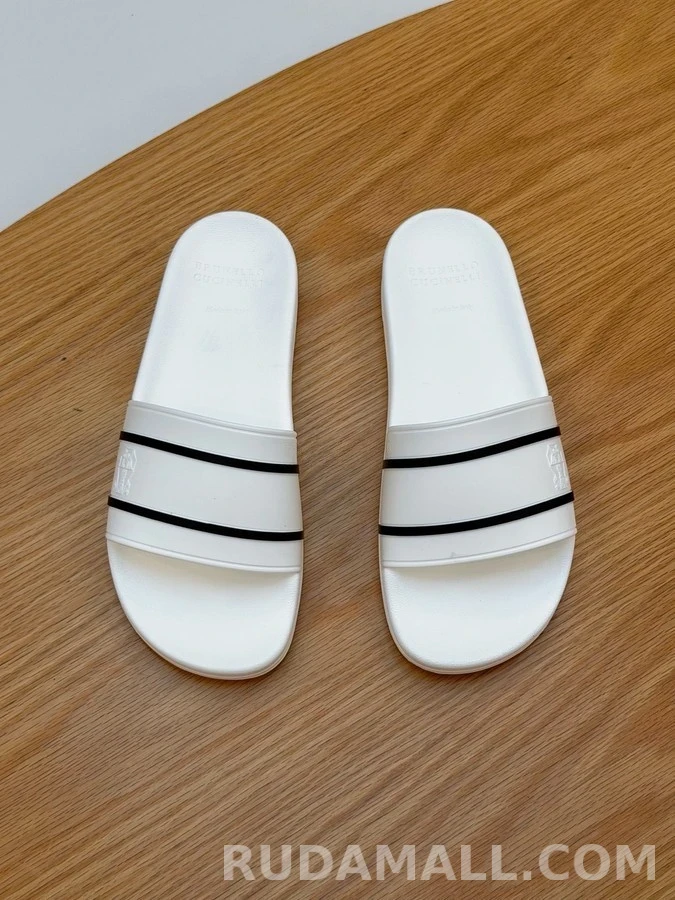 브루넬로 쿠치넬리 브루넬로 쿠치넬리 로고 스트라이프 슬라이드 샌들 상세 이미지