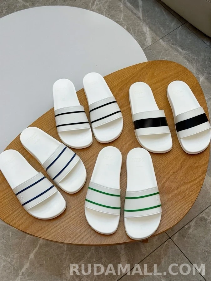 브루넬로 쿠치넬리 브루넬로 쿠치넬리 로고 스트라이프 슬라이드 샌들 상세 이미지