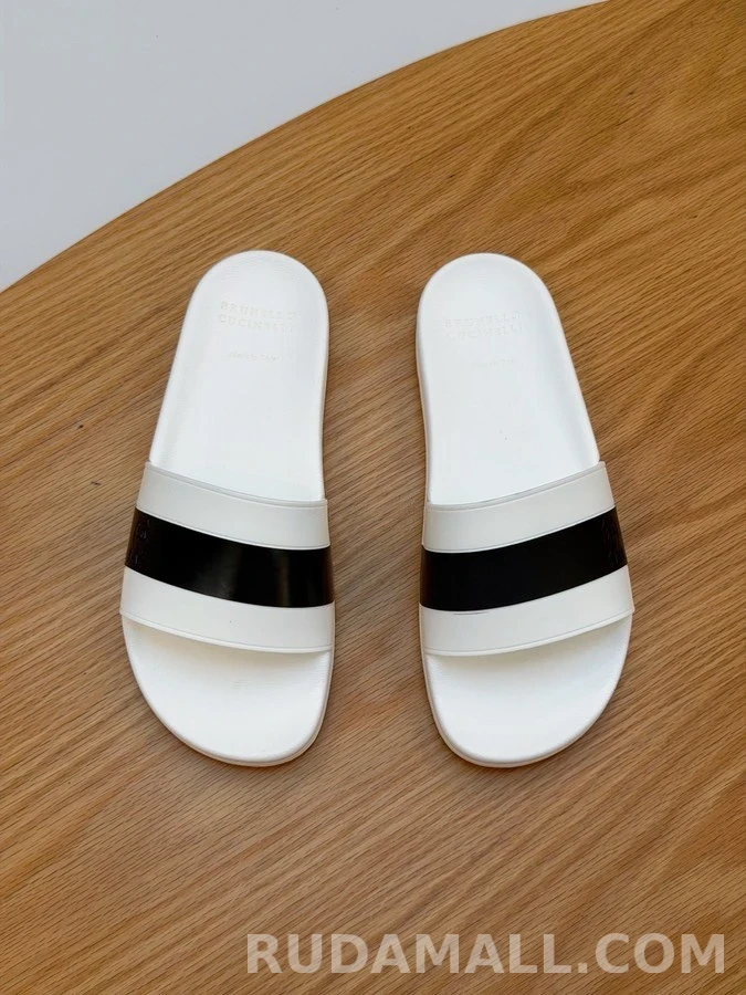 브루넬로 쿠치넬리 브루넬로 쿠치넬리 로고 스트라이프 슬라이드 샌들 상세 이미지
