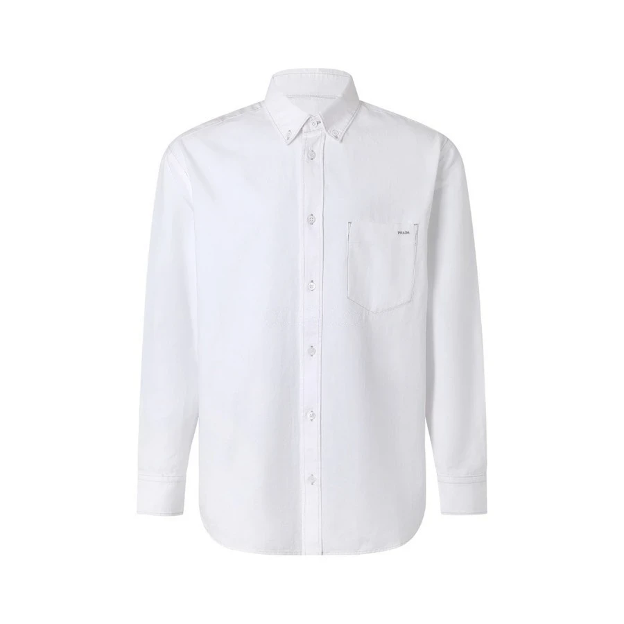 프라다 프라다 자수 샴브레이 셔츠 상세 이미지