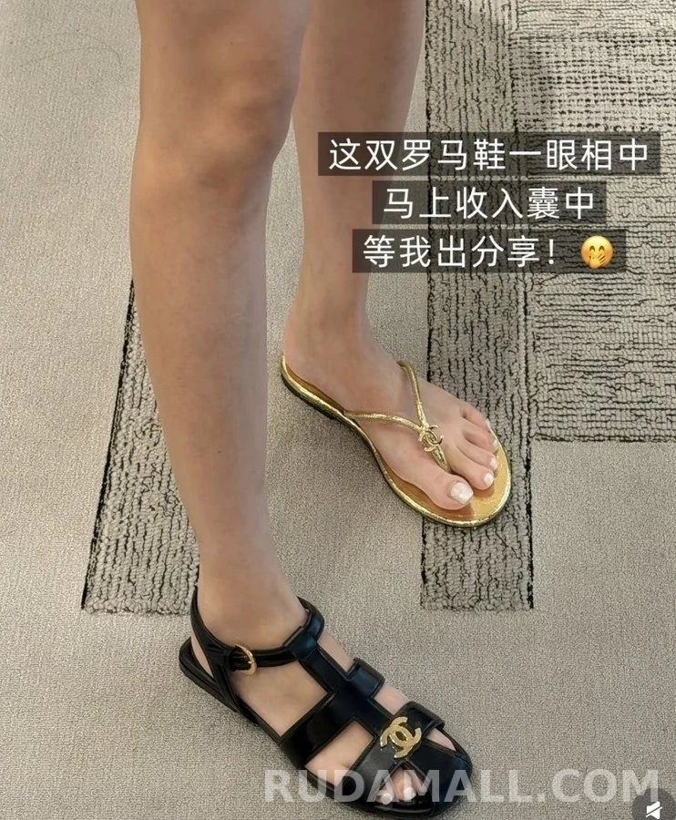 샤넬 샤넬 로고 로마 스트랩 샌들 상세 이미지