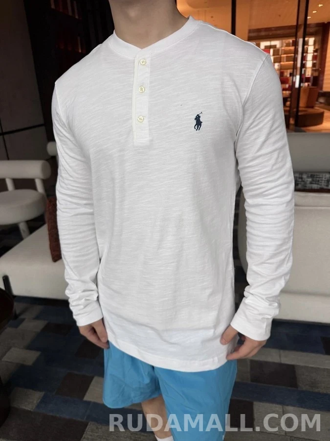 폴로 랄프 로렌 폴로 랄프 로렌 자수 헨리넥 긴팔 티셔츠 상세 이미지