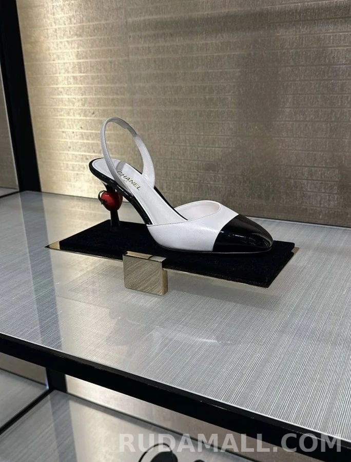 샤넬 샤넬 투톤 애플 힐 슬링백 펌프스 상세 이미지