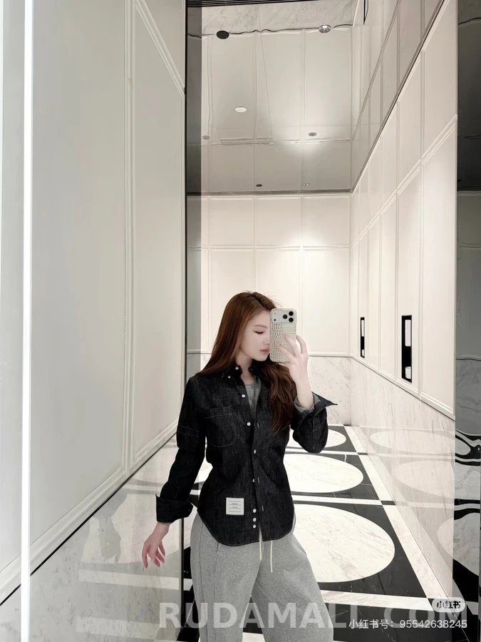 톰브라운 톰브라운 데님 슬리브 탭 셔츠 상세 이미지