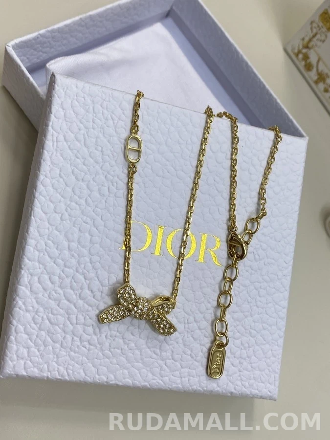 디올 디올 풀 다이아몬드 보우 목걸이 상세 이미지