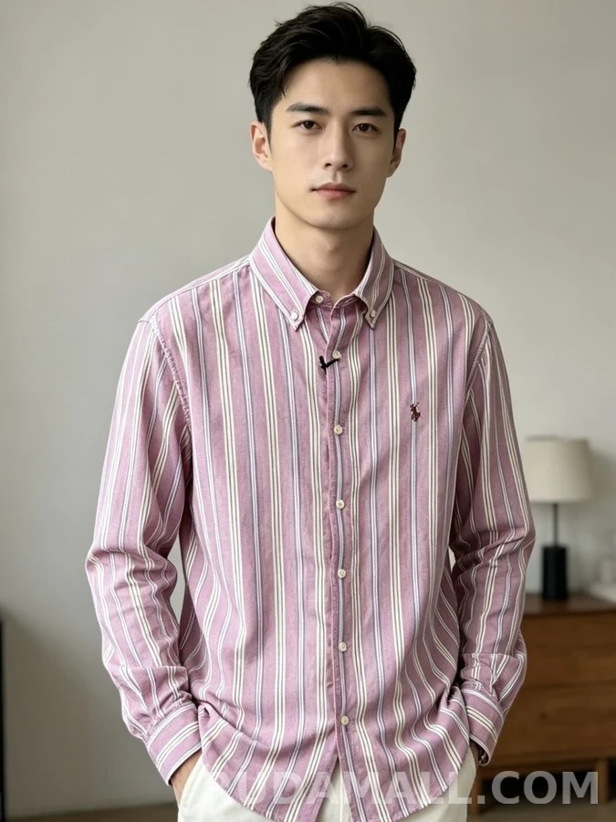 폴로 랄프 로렌 폴로 랄프 로렌 로고 스트라이프 버튼다운 셔츠 상세 이미지