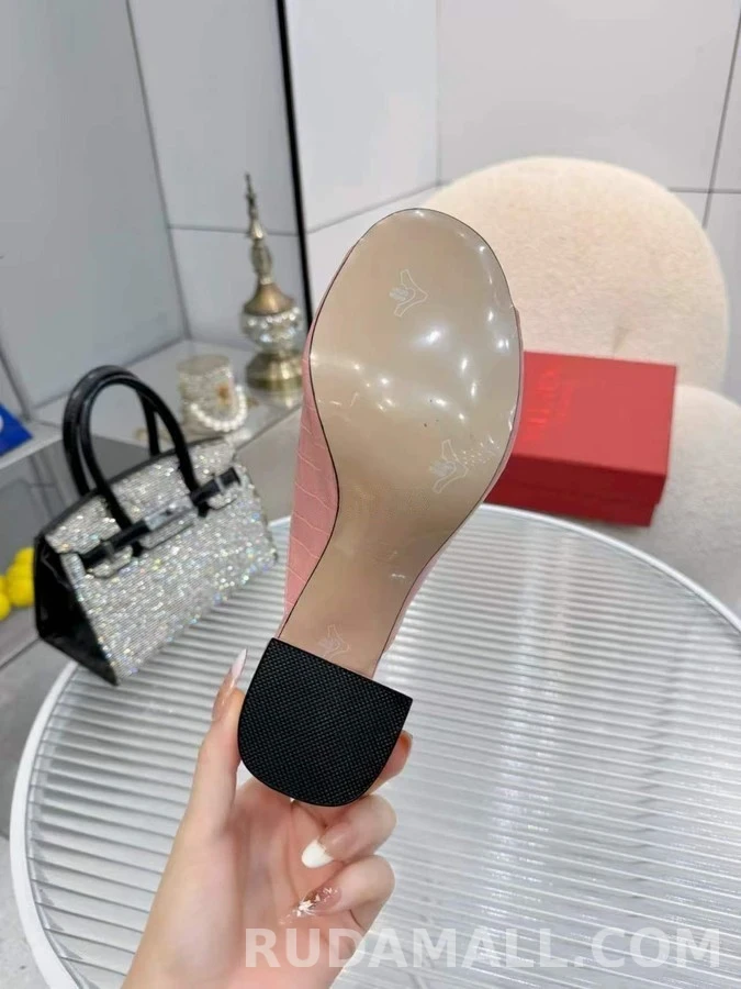 발렌티노 발렌티노 크록 엠보싱 금장 로고 뮬 상세 이미지