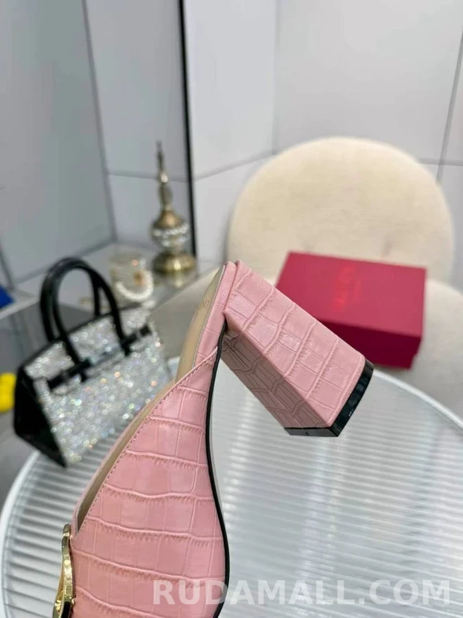발렌티노 발렌티노 크록 엠보싱 금장 로고 뮬 상세 이미지
