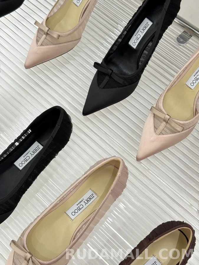 지미추 지미추 새틴 메쉬 보우 플랫 상세 이미지