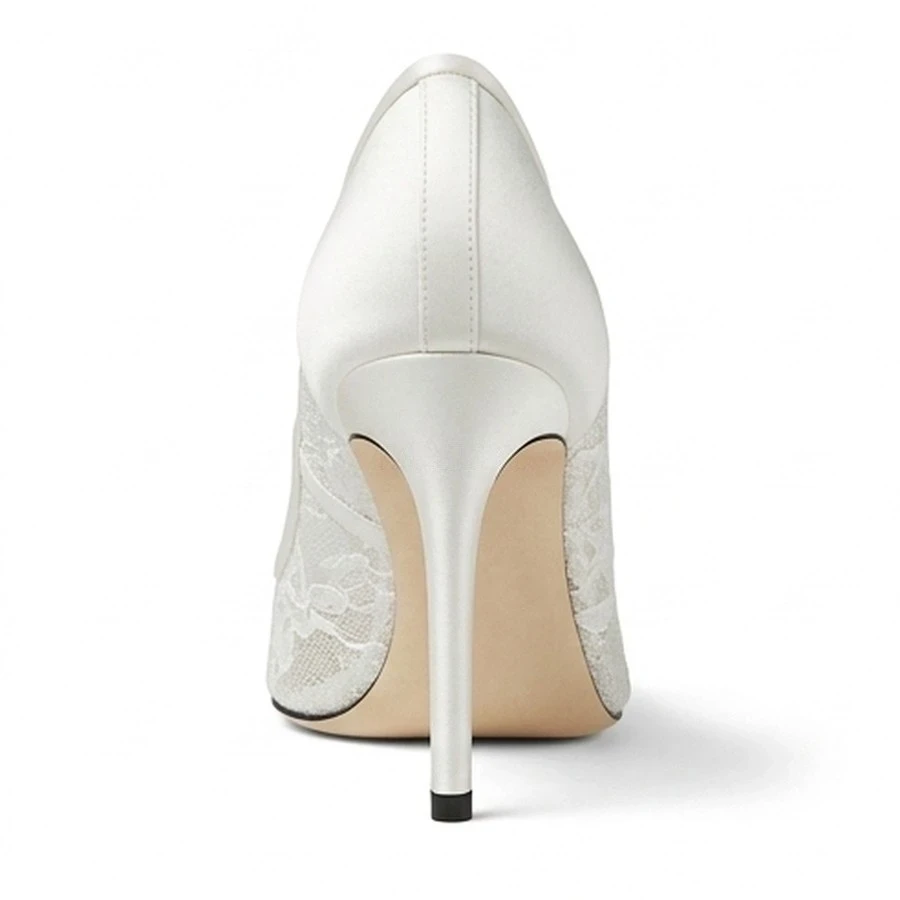 지미추 지미추 레이스 새틴 포인트 토 힐 상세 이미지