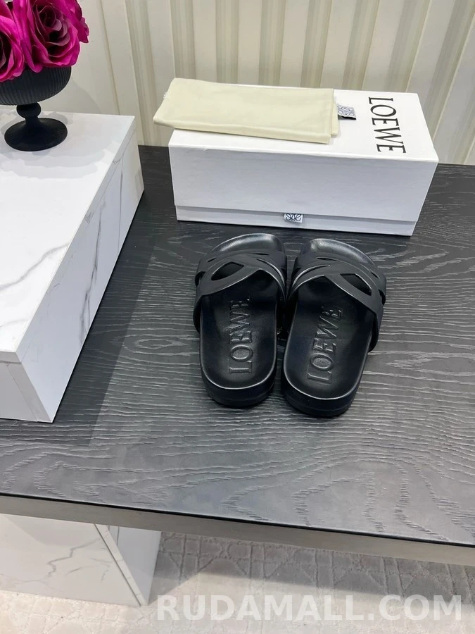 로에베 로에베 컷아웃 레더 슬라이드 샌들 상세 이미지