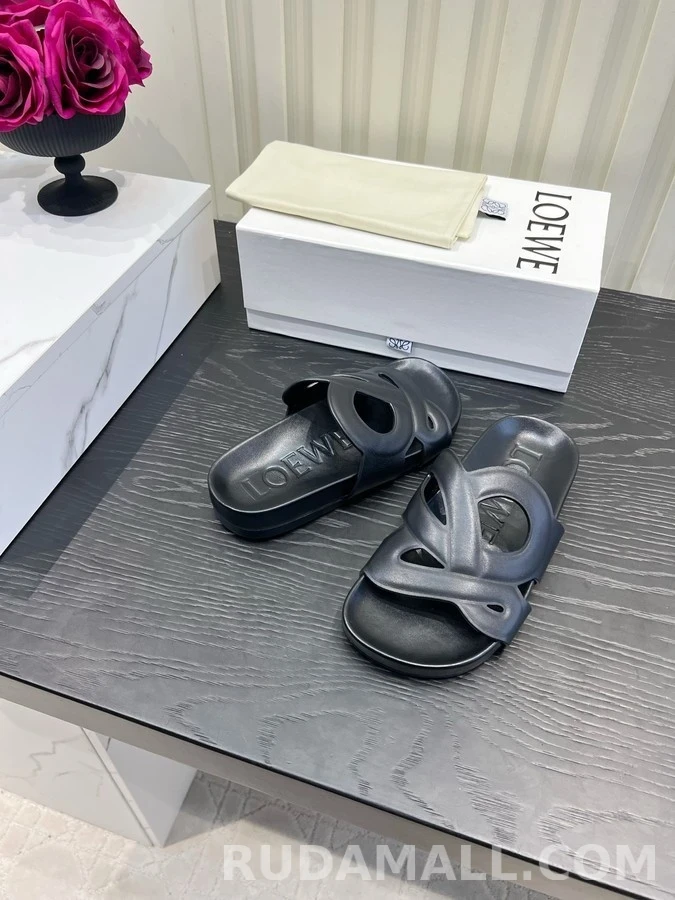 로에베 로에베 컷아웃 레더 슬라이드 샌들 상세 이미지