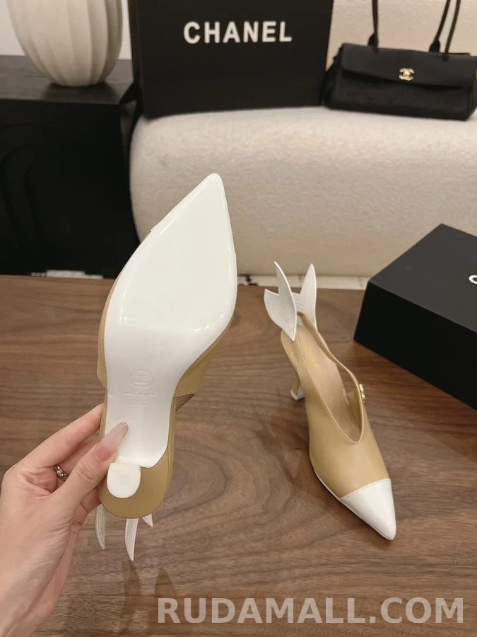샤넬 샤넬 투톤 날개 슬링백 힐 상세 이미지