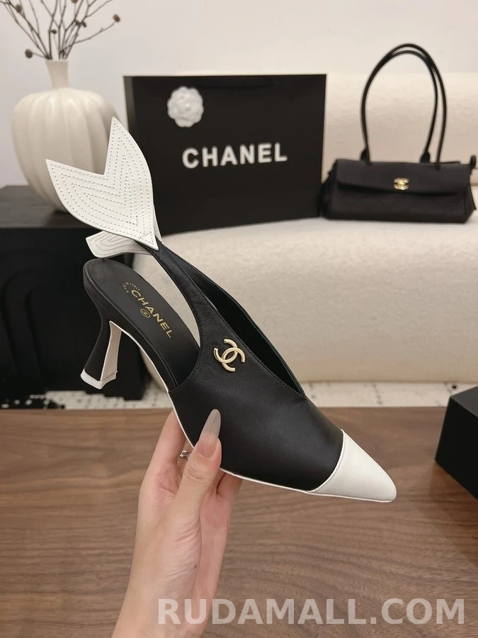샤넬 샤넬 투톤 윙 디테일 슬링백 힐 상세 이미지