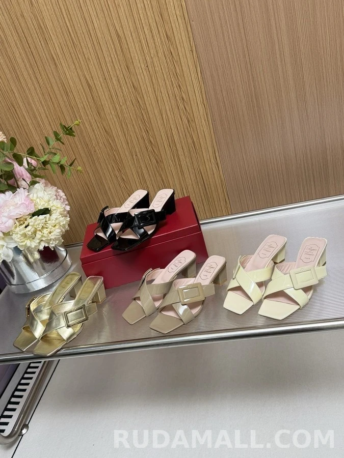 로저 비비에 로저비비에 사각 버클 교차 스트랩 뮬 샌들 상세 이미지