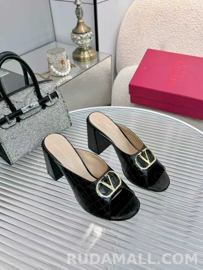 발렌티노 발렌티노 V 로고 악어 엠보 뮬 상세 이미지