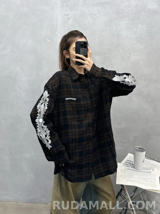 크롬하츠 크롬하츠 패턴 체크 셔츠 상세 이미지