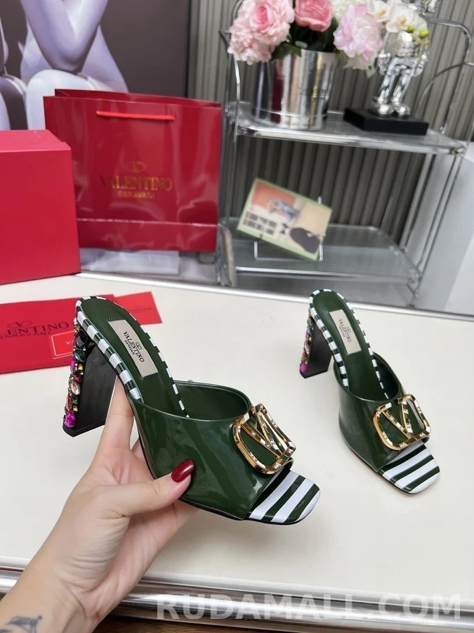 발렌티노 발렌티노 V로고 쥬얼 블록힐 뮬 상세 이미지