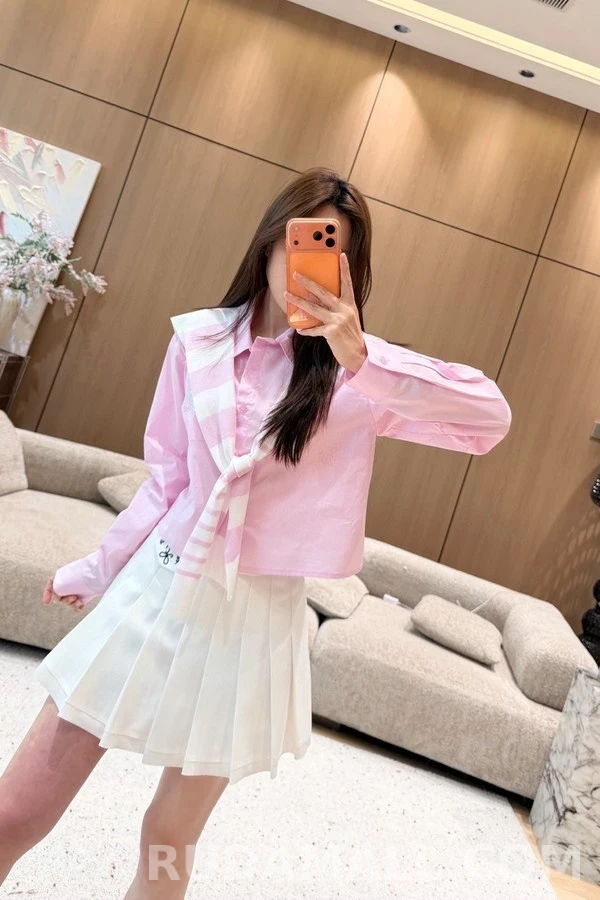 샤넬 샤넬 스트라이프 숄 투피스 셔츠 상세 이미지
