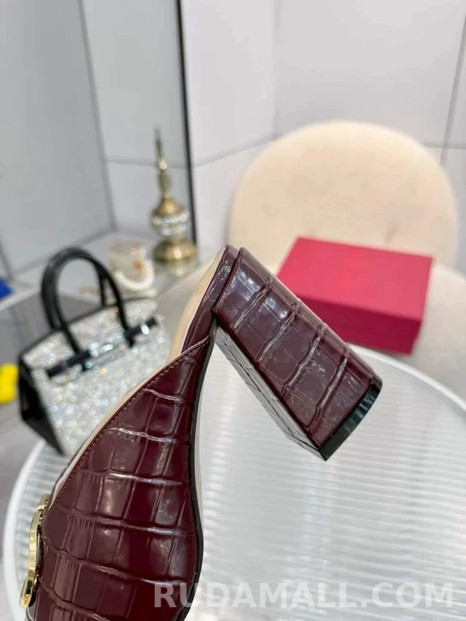 발렌티노 발렌티노 V 로고 크록 엠보 뮬 상세 이미지