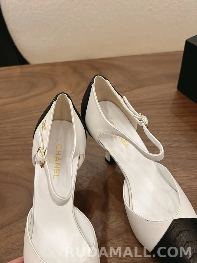 샤넬 샤넬 블랙앤화이트 퀼팅 메리제인 힐 상세 이미지