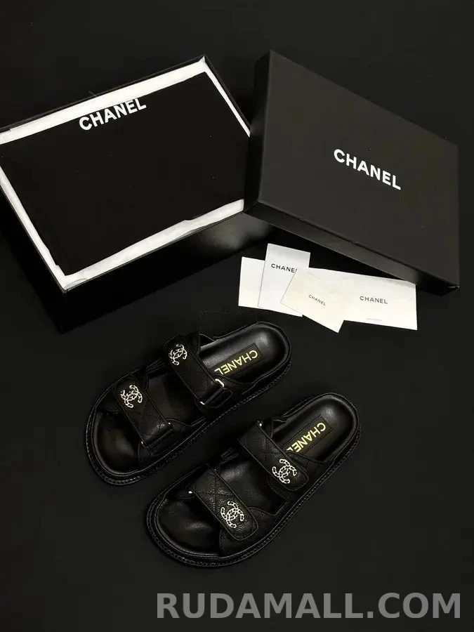 샤넬 샤넬 퀼팅 더블 C 벨크로 뮬 상세 이미지