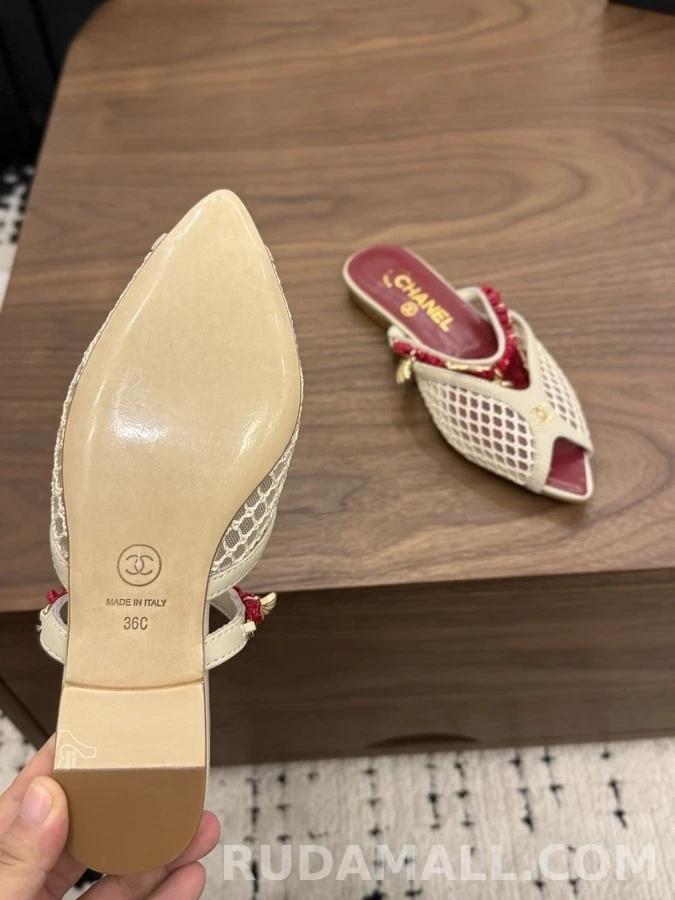 샤넬 샤넬 메쉬 코랄 비즈 슬라이드 샌들 상세 이미지