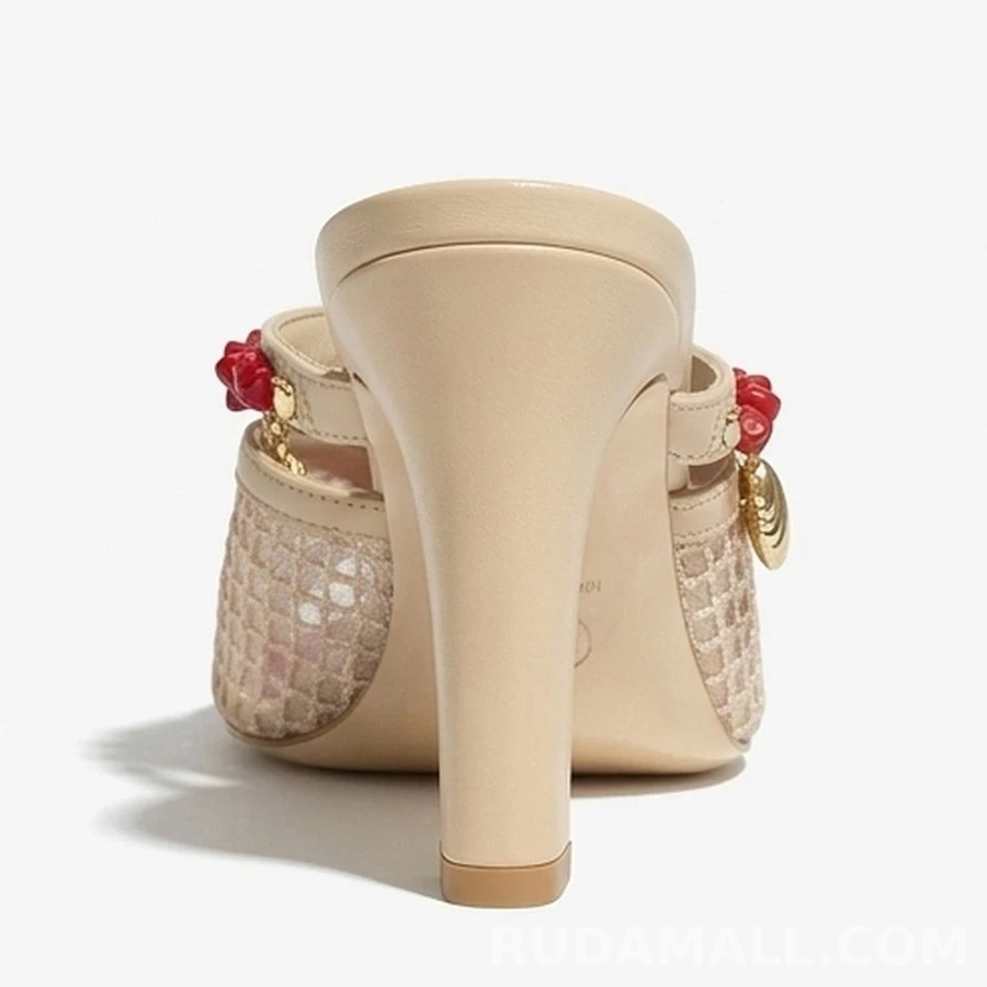 샤넬 샤넬 메쉬 코랄 참 뮬 힐 상세 이미지