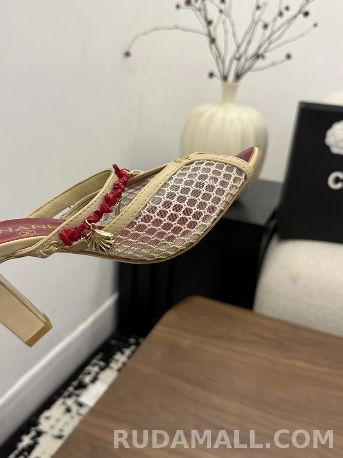 샤넬 샤넬 메쉬 코랄 참 뮬 힐 상세 이미지
