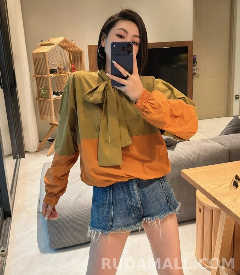 생로랑 세인트로랑 투톤 배색 리본 셔츠 상세 이미지