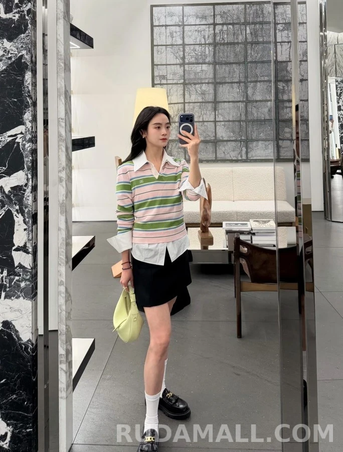 셀린느 셀린느 컬러 스트라이프 긴팔 폴로셔츠 상세 이미지
