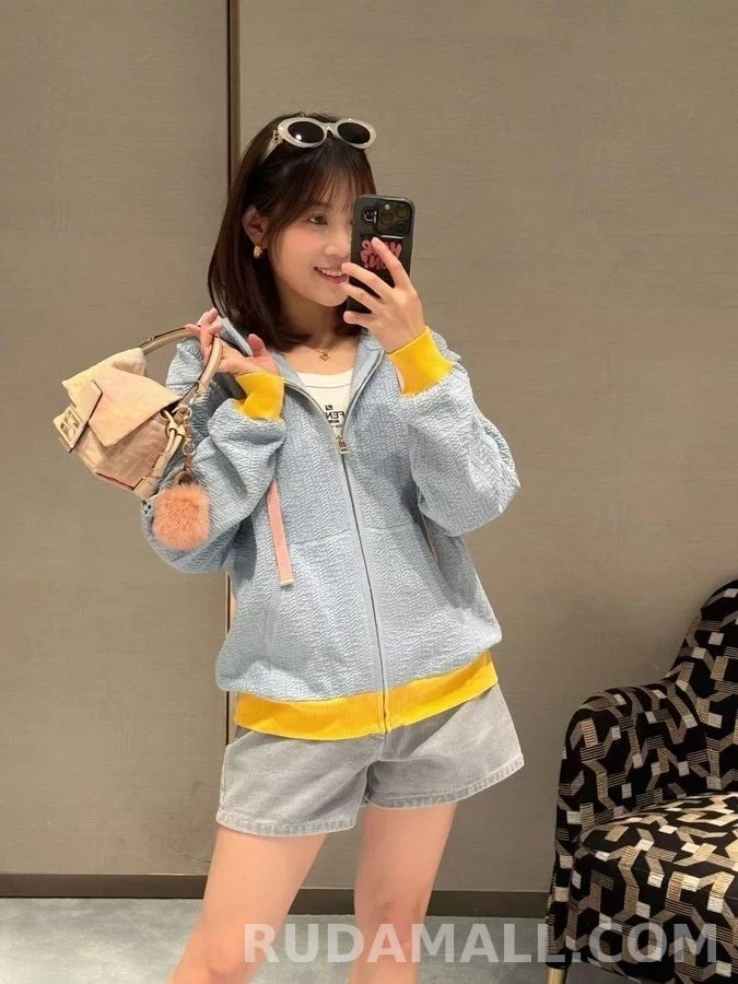 펜디 펜디 배색 니트 후드집업 상세 이미지