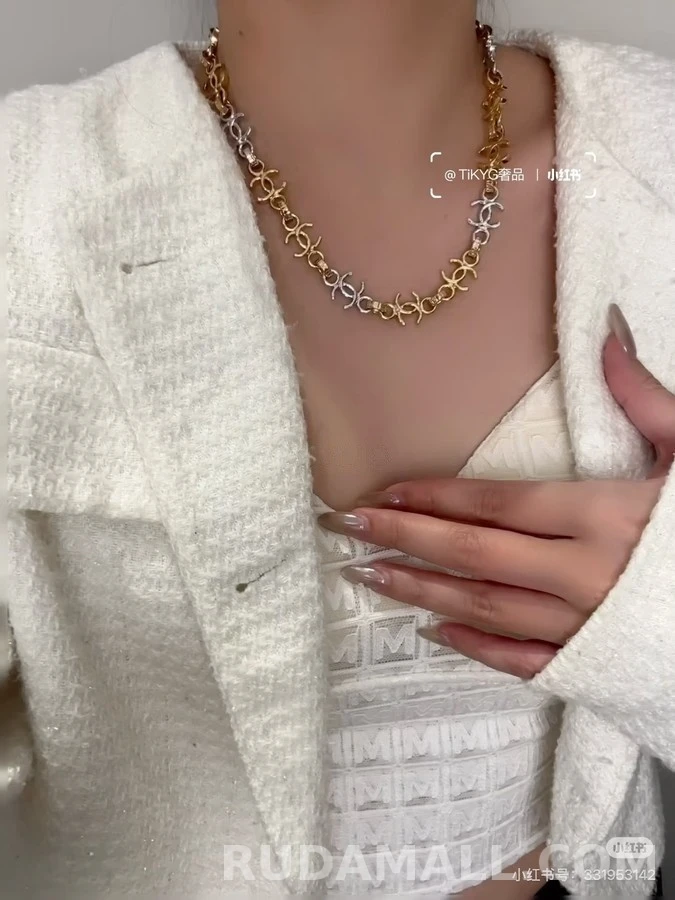 샤넬 샤넬 로고 투톤 체인 목걸이 상세 이미지
