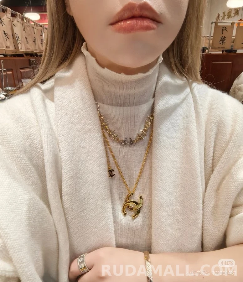샤넬 샤넬 로고 투톤 체인 목걸이 상세 이미지