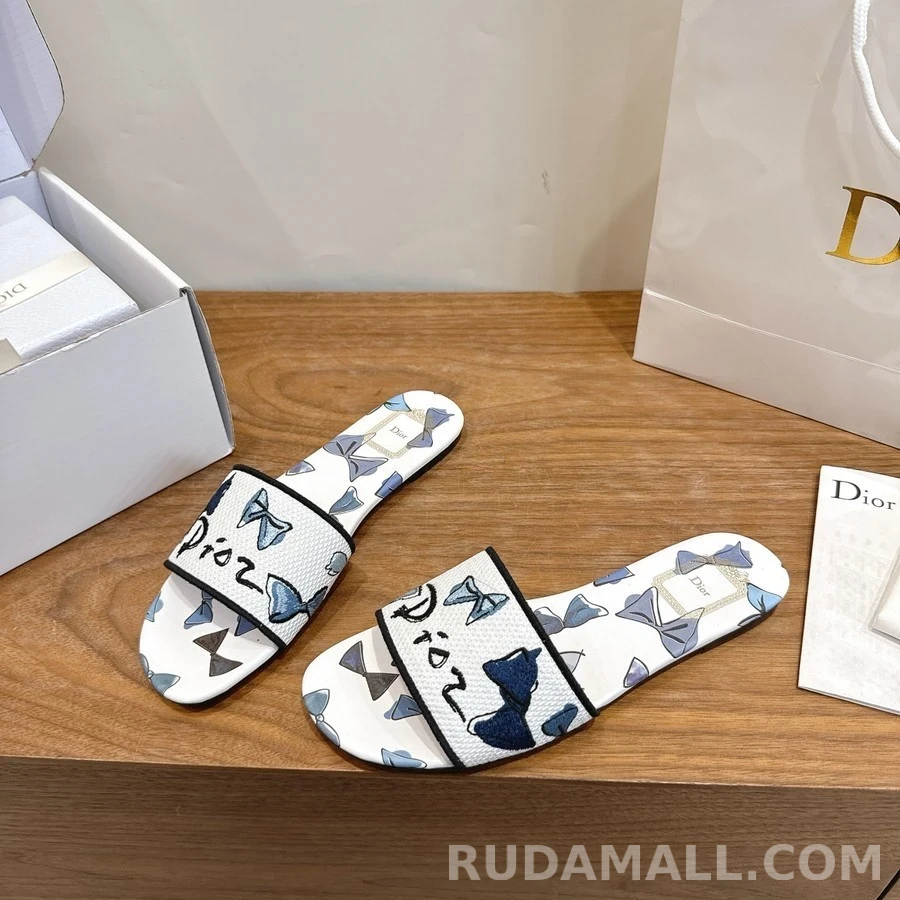 디올 디올 보우 자수 슬라이드 샌들 상세 이미지